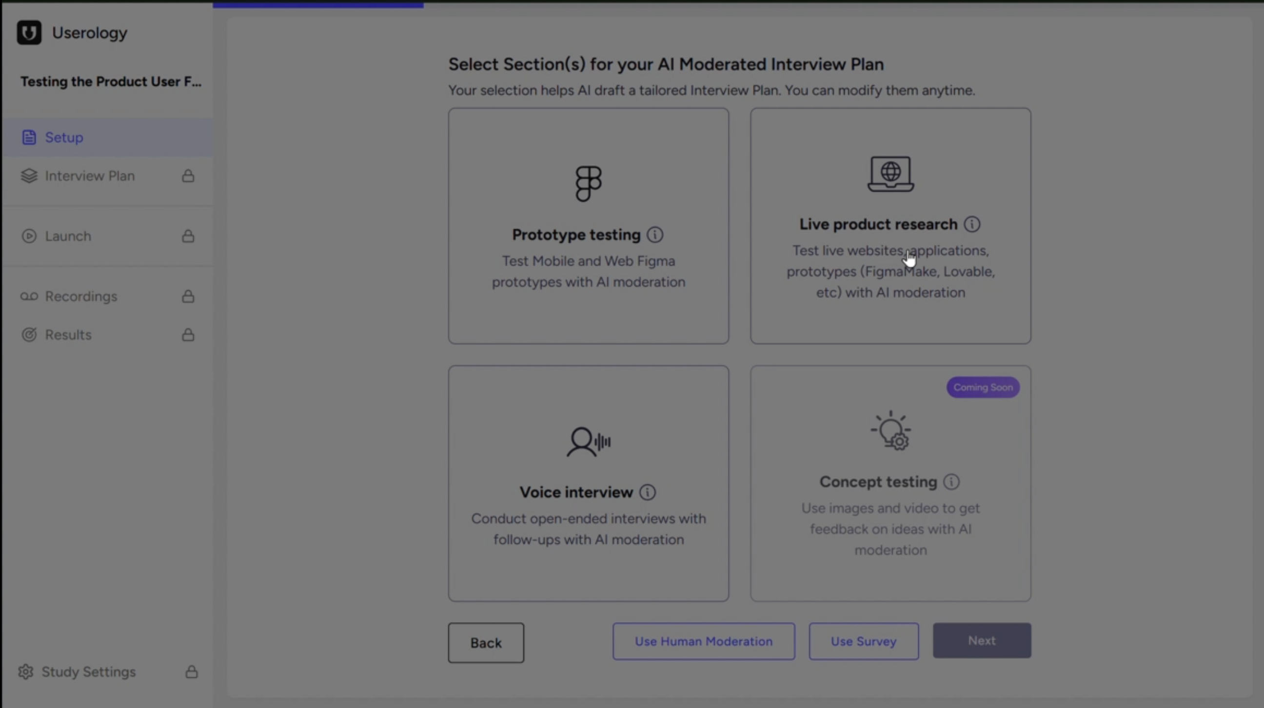 Step 2: Select Research Section(s)