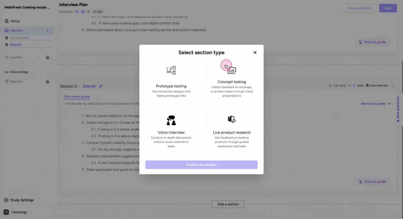 Adding a prototype section to the interview plan