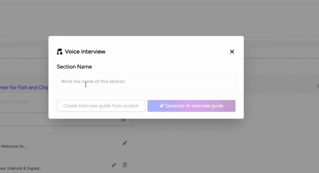 Naming the voice interview section