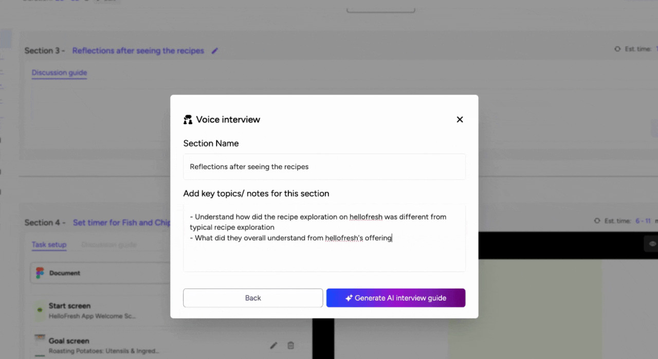 AI generating the interview guide