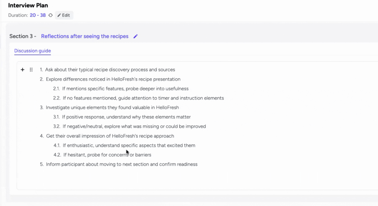 Reviewing and editing the generated interview guide