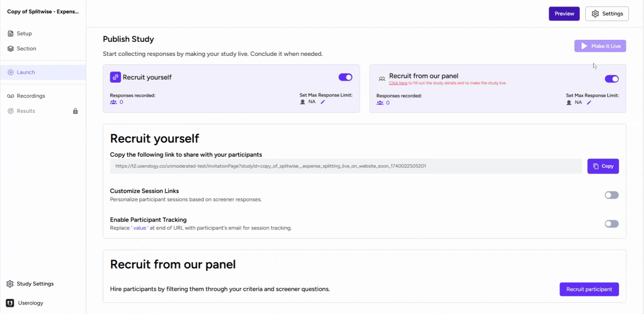 Navigating to Settings in the Launch tab