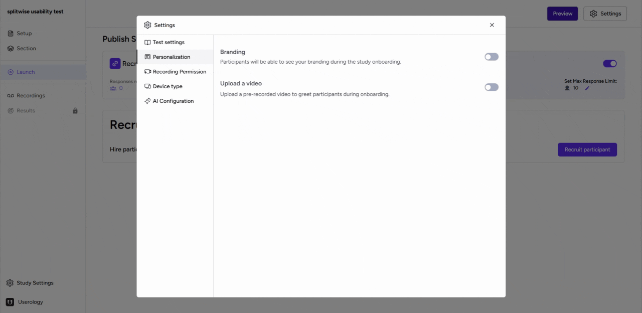 Uploading a greeting video for participants