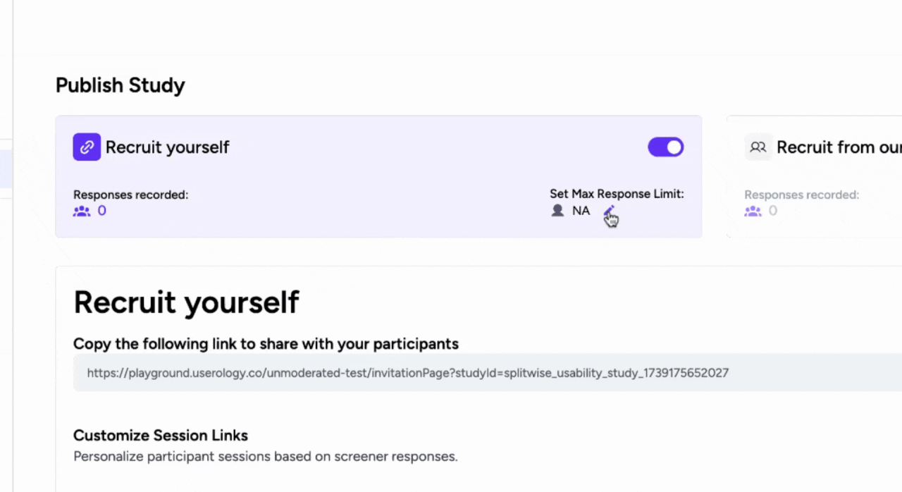 Setting a maximum response limit for participants