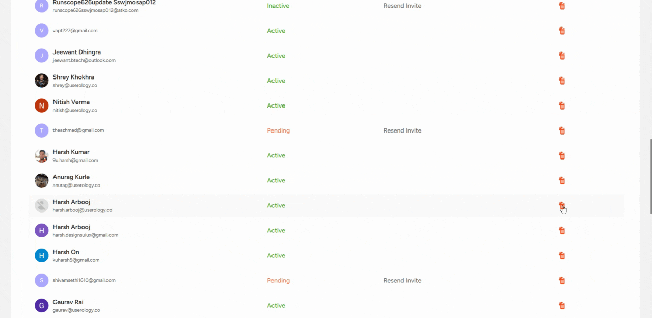 Deleting a team member