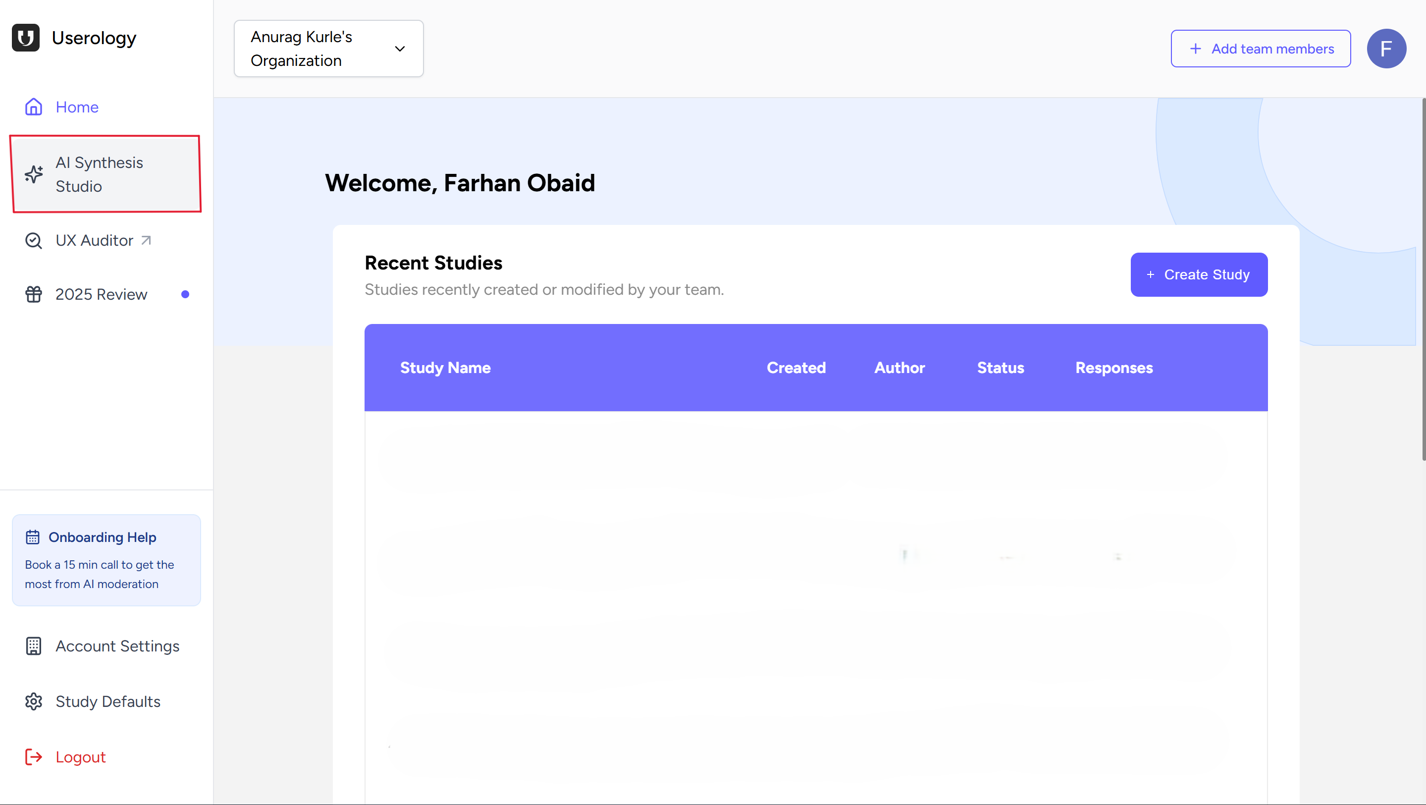 AI Synthesis Studio Navigation