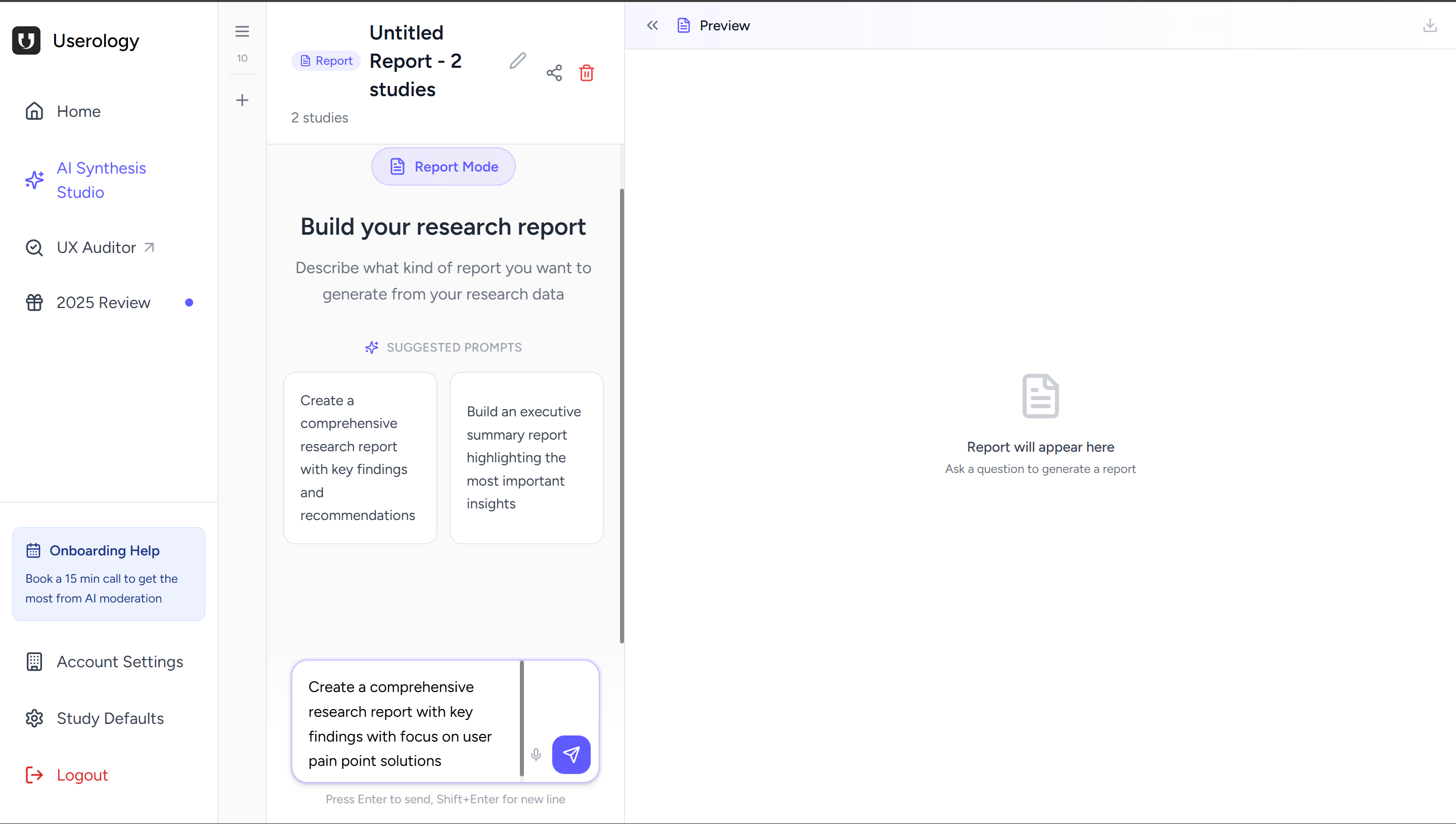 Build Report Interface