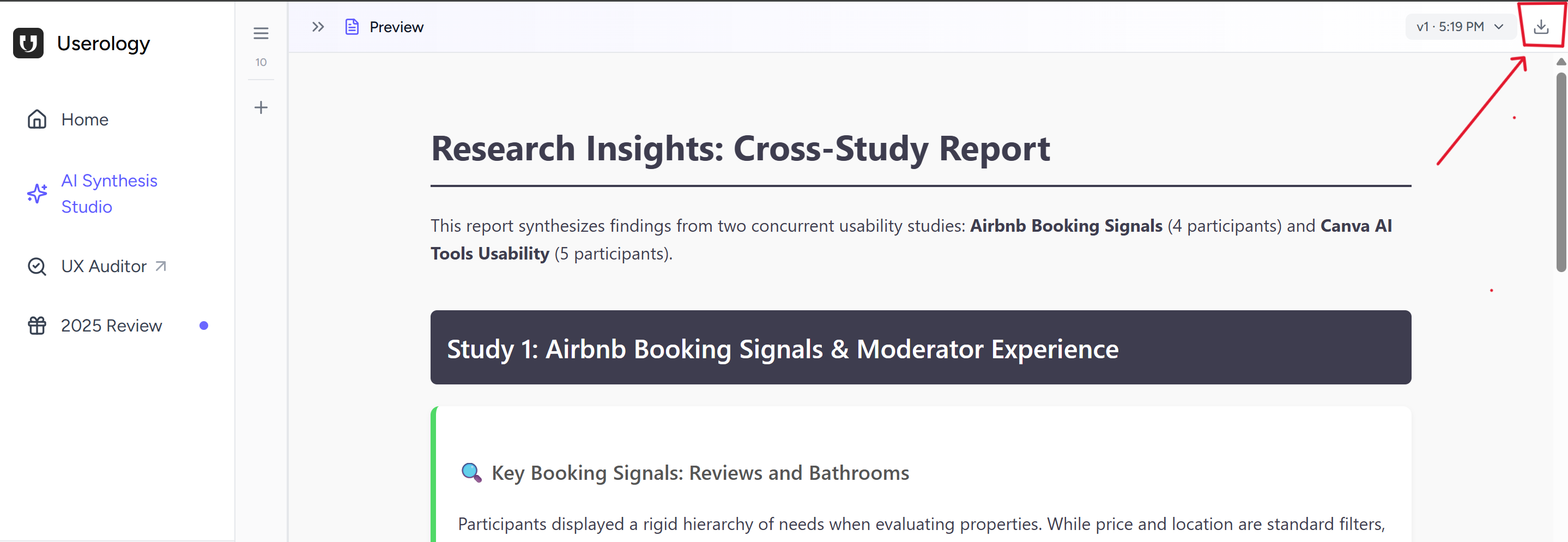 Preview of downloaded research insights report